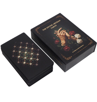 The Divine Artisan Tarot deck with soft-touch matte cards and gothic baroque visual style