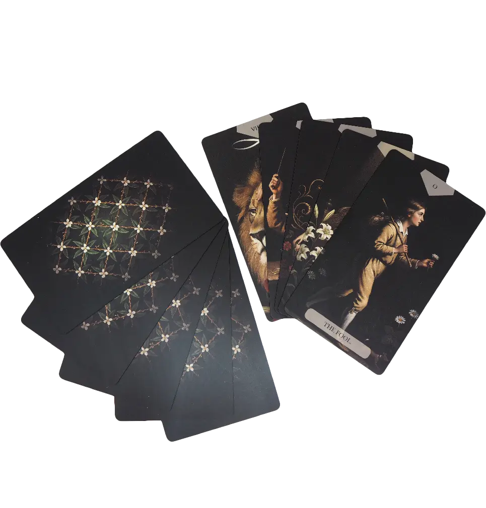 The Divine Artisan Tarot deck with premium magnetic box and dark baroque-inspired artwork